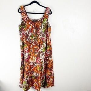 SPEED CENTRAL New York 100% Cotton Floral Tiered Midi Dress 3X Casual Brunch Tea